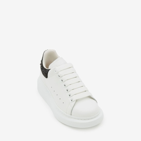 Alexander McQueen Women's Oversized Sneaker in White/Jet Black Crystals 38.5 - Picture 9 of 15